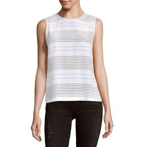 Equipment Striped Sleeveless Silk Top
